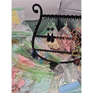 Earrings Pierced Dangle French Wire Silver-tone Blue Goldstone